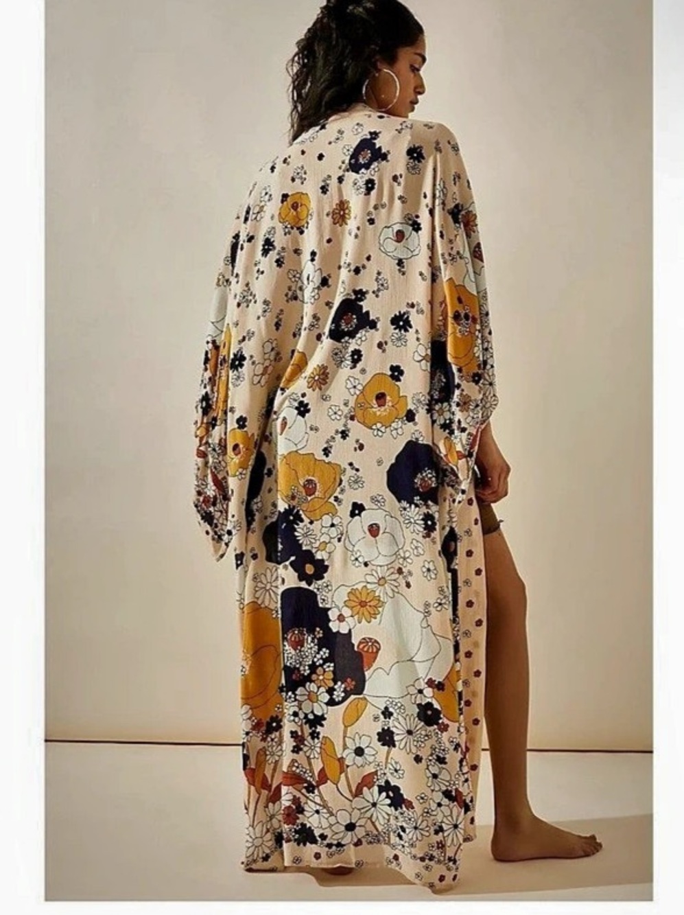 Free People Hidden Hills Maxi Kimono Floral Cream & Yellow